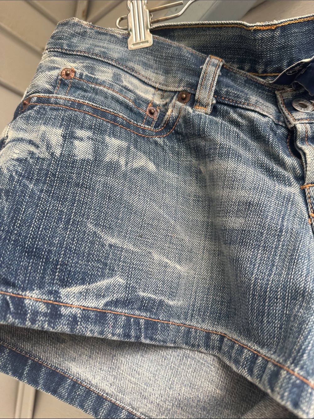 Lucky Brand Washed Blue Distressed Denim Cutoff Shorts - Picture 4 of 10